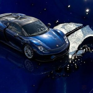 Deep Current - Porsche 918 Spyder - Liquid Metal Chrome Blue (3R7) - Splatchi Couture 