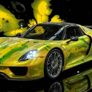 Electric Bloom - Porsche 918 Spyder - Liquid Metal Chrome Blue (3R7) - Splatchi Couture 